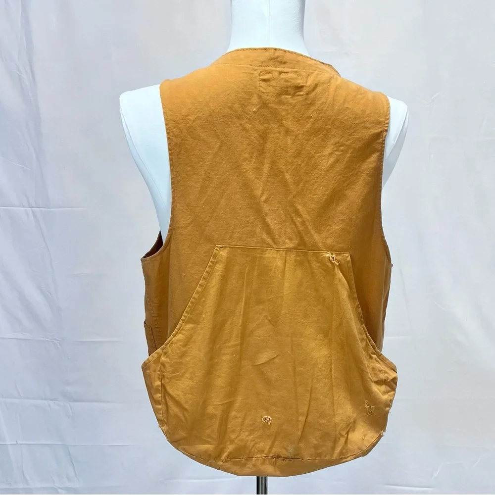 VINTAGE 80s hunting sportsman vest 100% cotton canvas pouch pocket outdoors mens